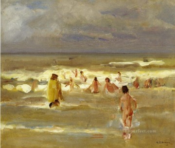 bañando a niños 1907 Max Liebermann Impresionismo alemán niños Pinturas al óleo